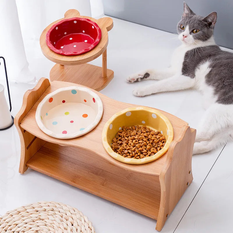 Raised Bowl Food & Water Feeder Stand