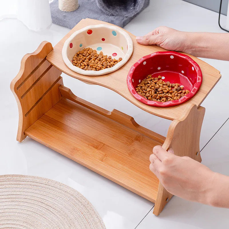 Raised Bowl Food & Water Feeder Stand