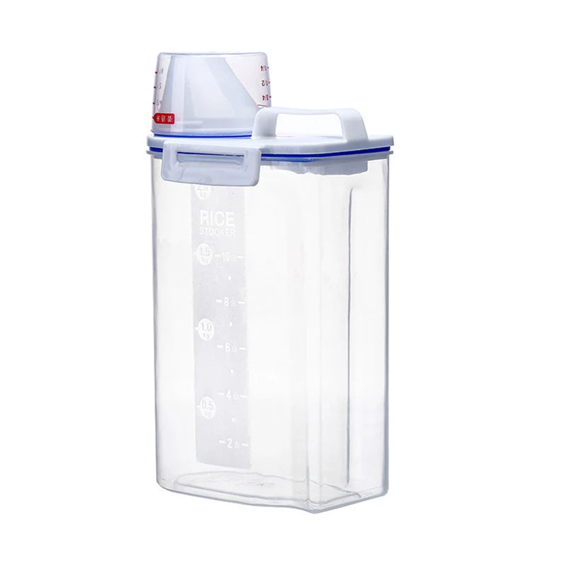 Cat Food Storage Container Plastic Pail With Measuring Cup