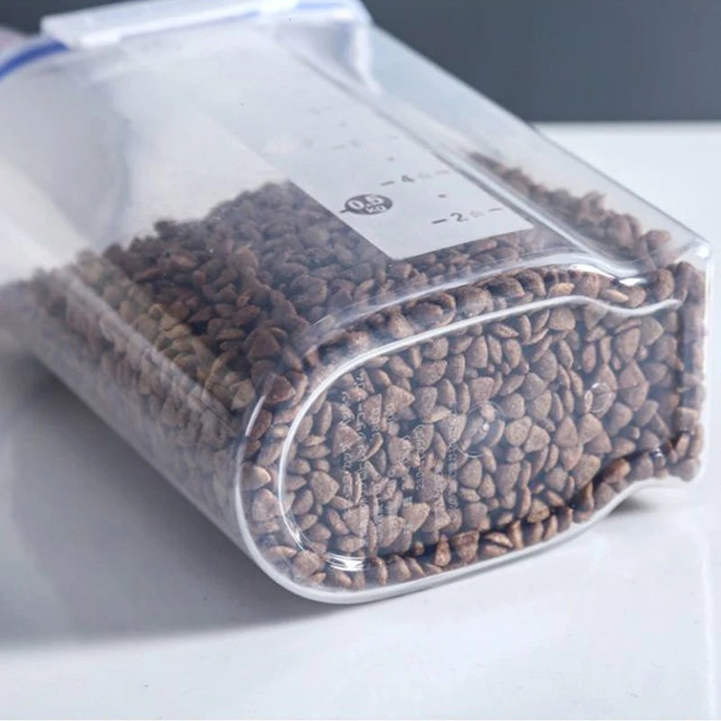 Cat Food Storage Container Plastic Pail With Measuring Cup