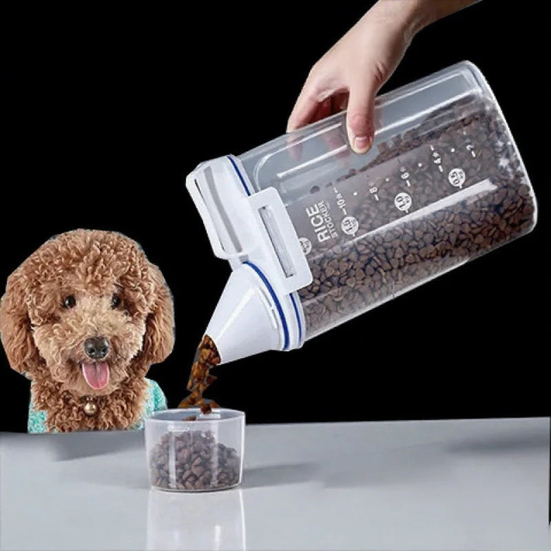 Cat Food Storage Container Plastic Pail With Measuring Cup
